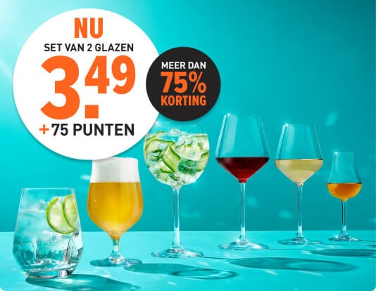 Spaaractie. spaar voor sprankelende glazen. 